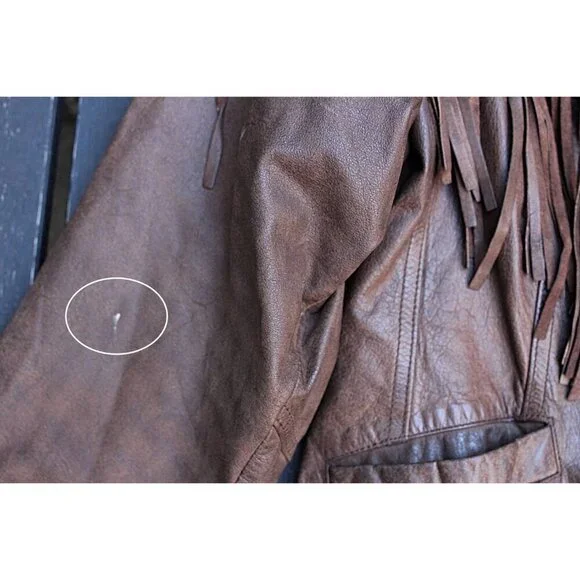 Vintage 1980s Over-the-Top Fringe Leather Bomber Jacket from Aubergine Med - Picture 12 of 15